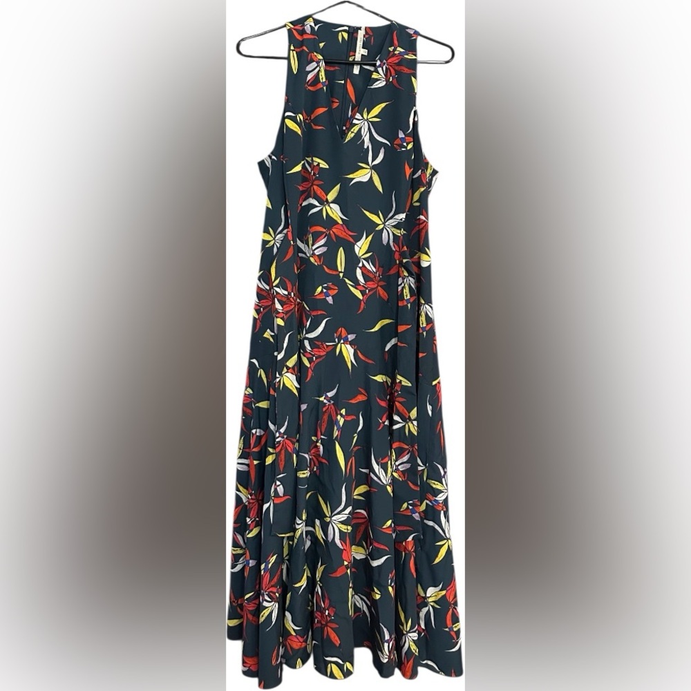 RACHEL Rachel Roy Leaf Print Tie Front or Back Sleeveless Midi Dress - Picture 2 of 8